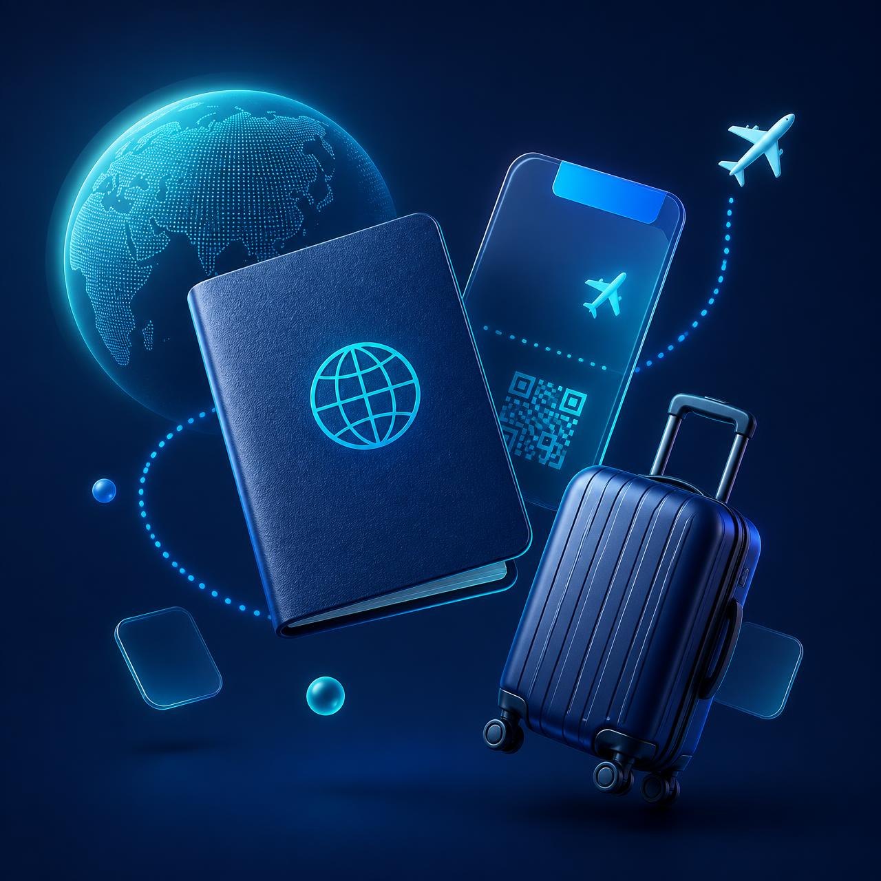 Passport, boarding pass, suitcase and flight route illustrating urgent passport assistance